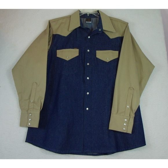 LAPCO Shirt Shacket Men's Large Vintage 90s Pearl Snap Duck Canvas USA Sz‎ 17.5 - Picture 9 of 9